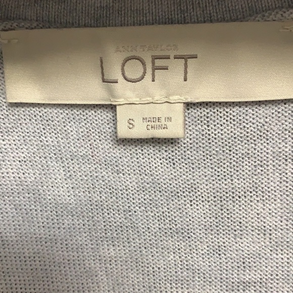 Loft cardigan with crochet front on gray sweater - Picture 3 of 5